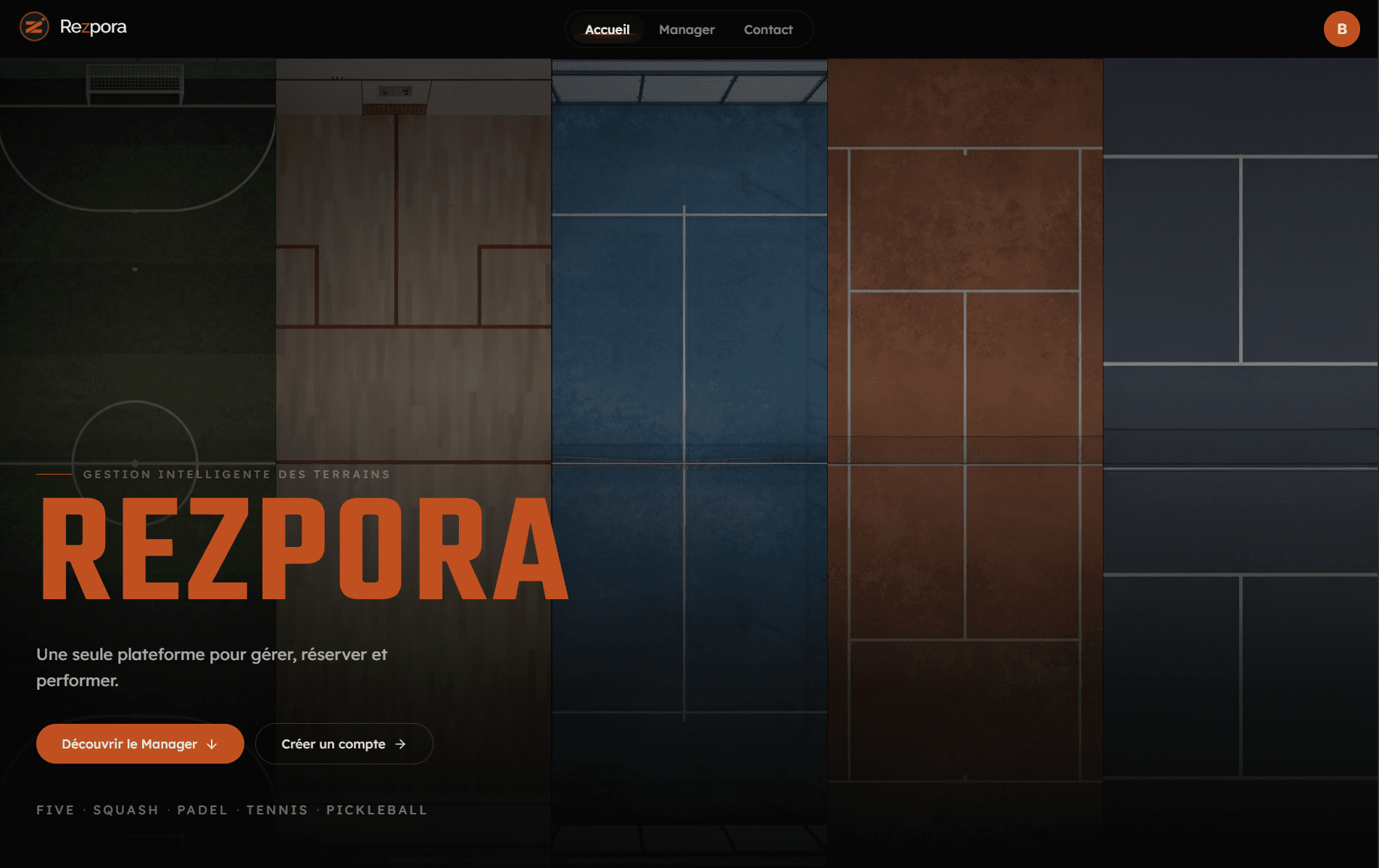 Page d'accueil du site Rezpora